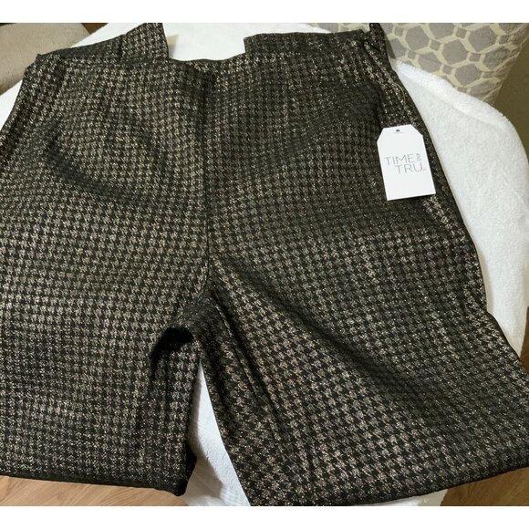 Time and Tru Women’s Size 14 Gold & Black Millennium Side Zip Skinny Pants - Picture 2 of 10